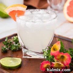 Paloma served on a wooden tray