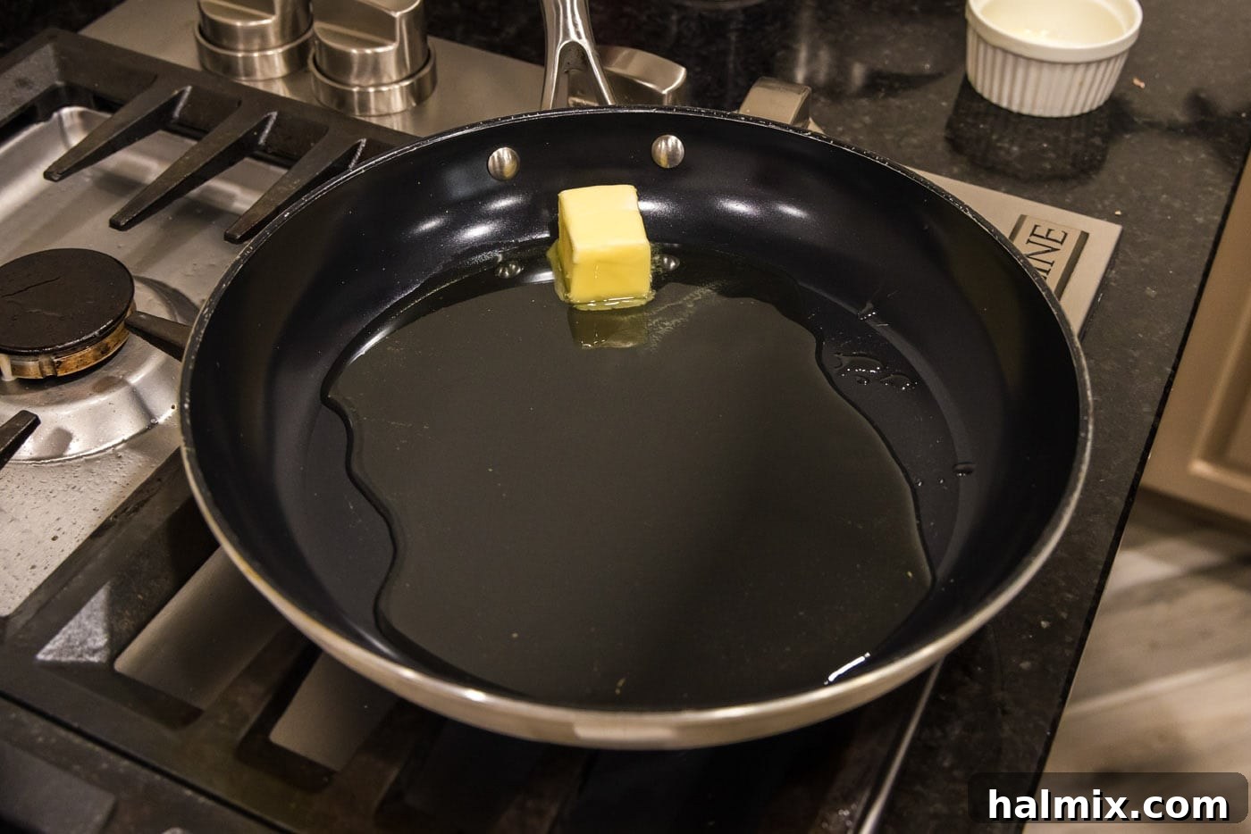 olive oil and butter in a skillet