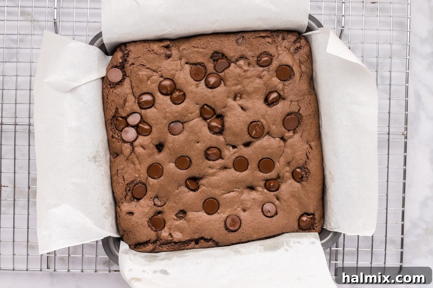 baked cake mix brownies with chocolate chips