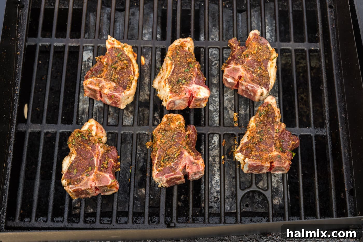 Chargrilled Lamb Loins 9 seasoned lamb loin chops on the grill