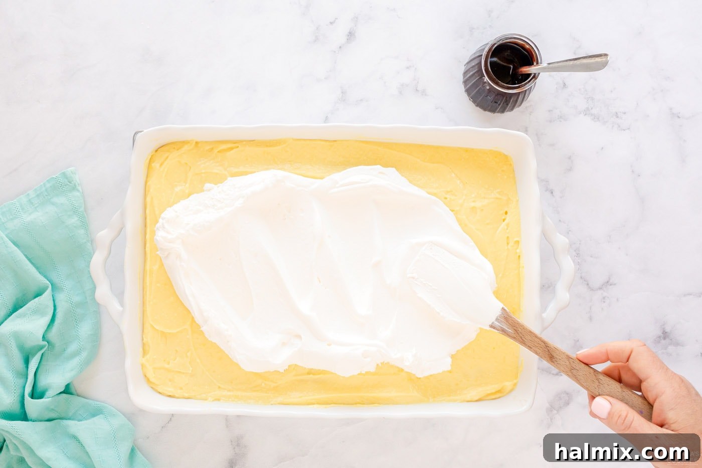 Chocolate Eclair Cloud Cake 12 topping pudding layer with whipped topping