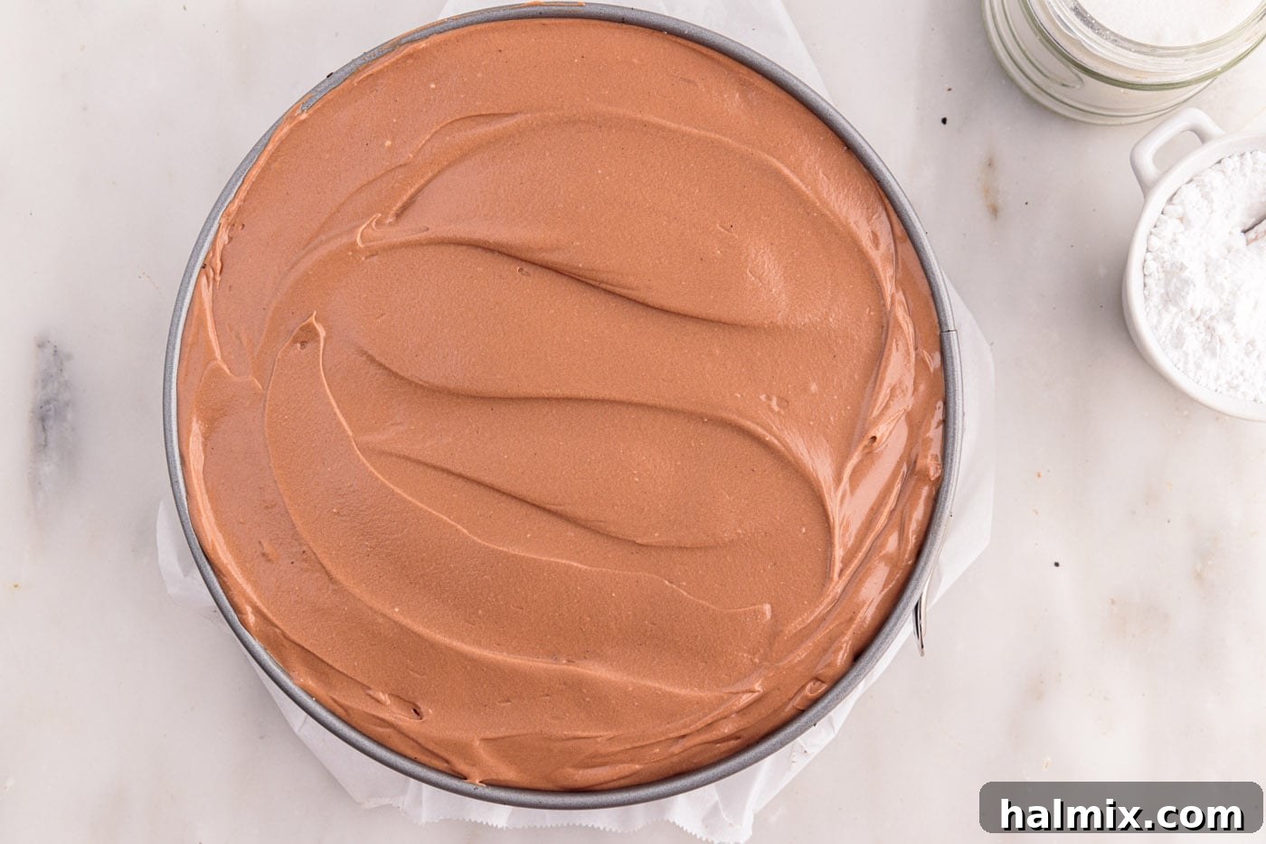 easy no bake chocolate cheesecake in a springform pan