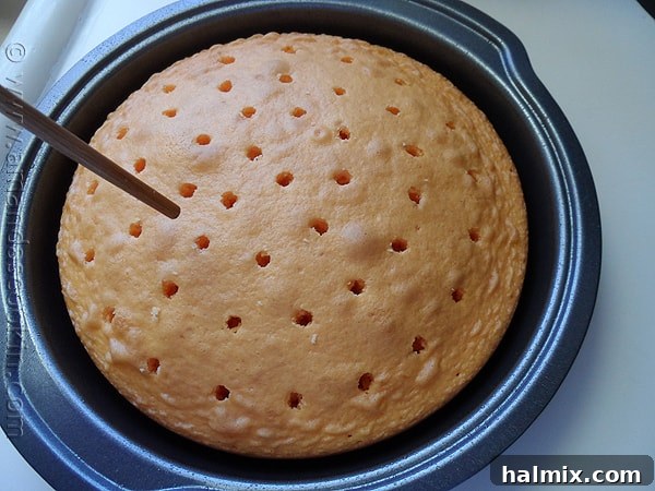 A beautifully frosted Orange Poke Cake, adorned with simple garnishes, highlighting its inviting and refreshing appeal.