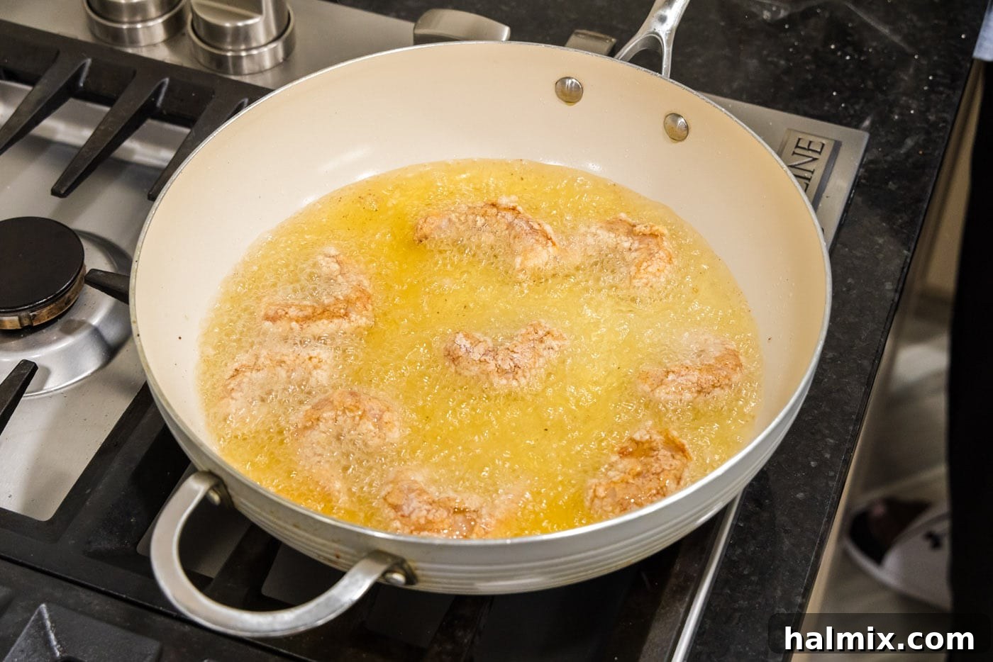 Electric Shrimp Bites 10 deep frying coated shrimp in oil