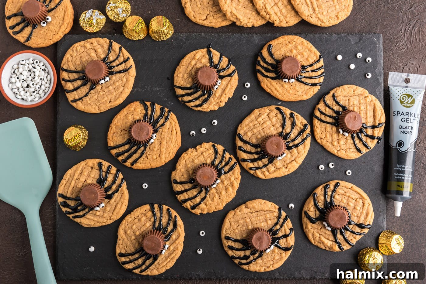 Finished overhead of spider cookies