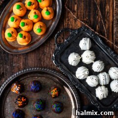 Hauntingly Delicious Oreo Truffles 18 Assorted Halloween Oreo Truffles on decorative trays