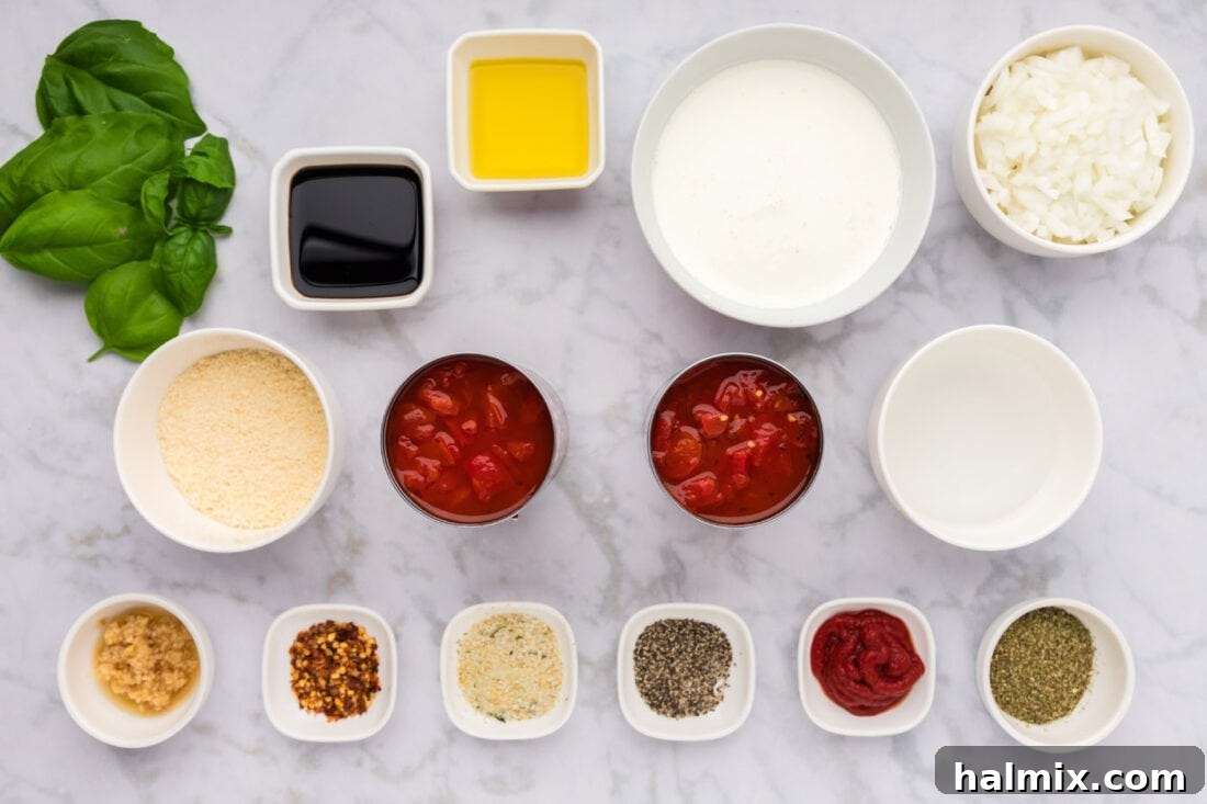 Ingredients for Vodka Sauce