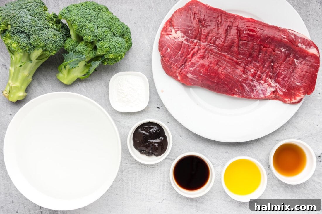 Ingredients for Instant Pot Beef and Broccoli