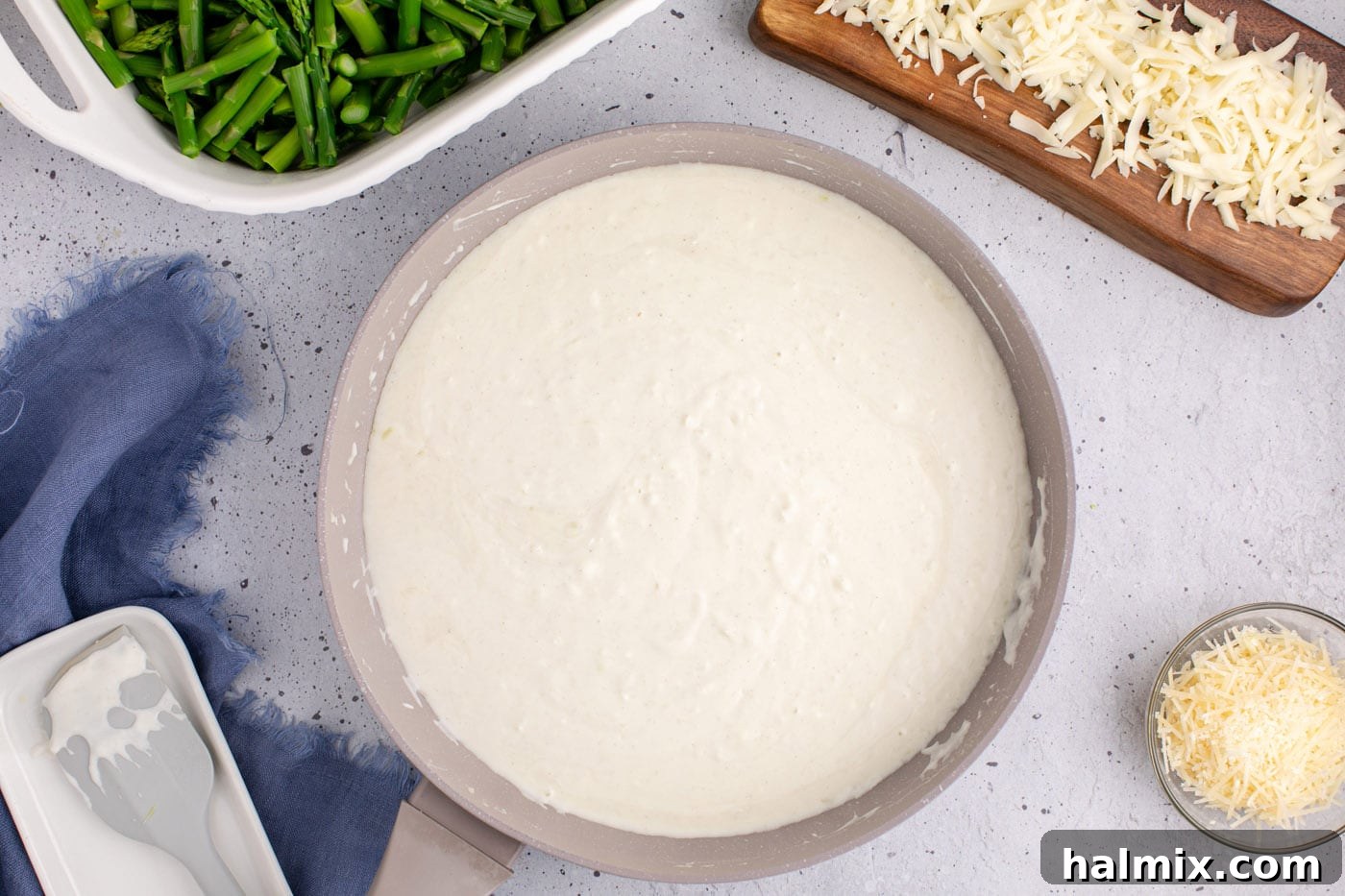 cheese sauce in a skillet