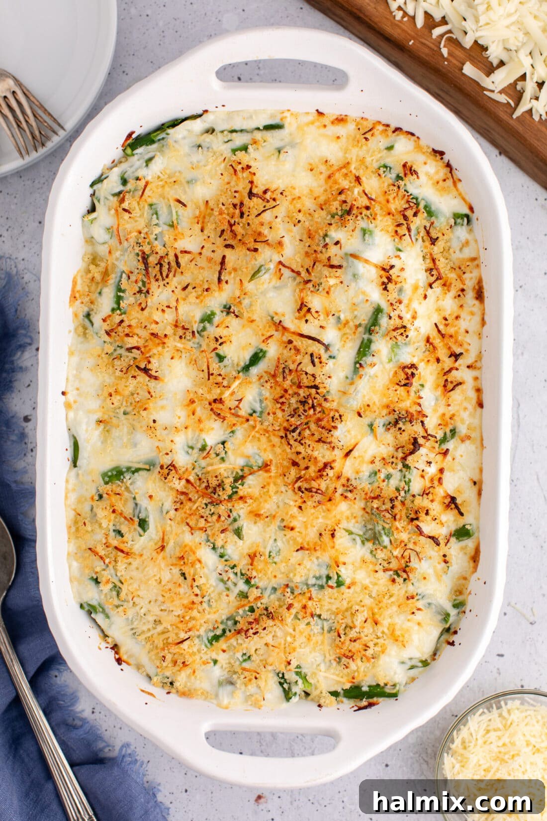 Overhead photo of Asparagus Casserole