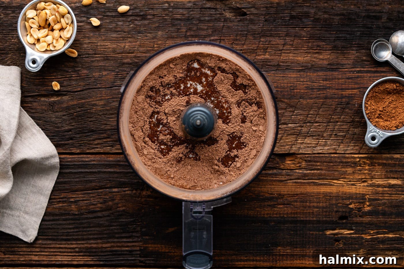 Chocolate Peanut Butter Bliss 5 graham cracker crumbs pulsed with cocoa powder, sugar, and melted butter in a food processor