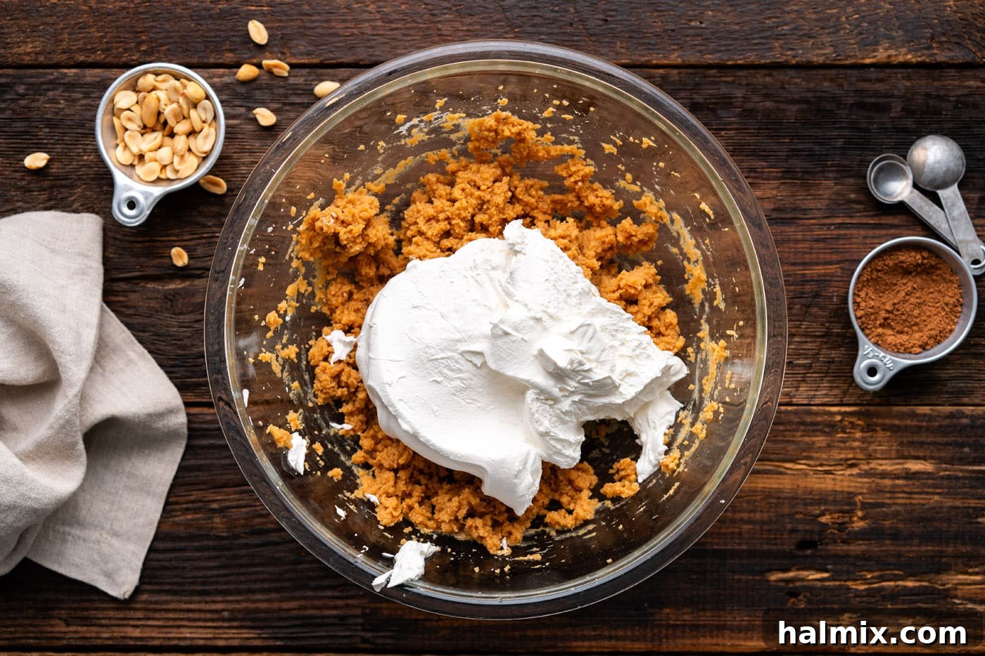 Chocolate Peanut Butter Bliss 10 adding cool whip to peanut butter pie filling