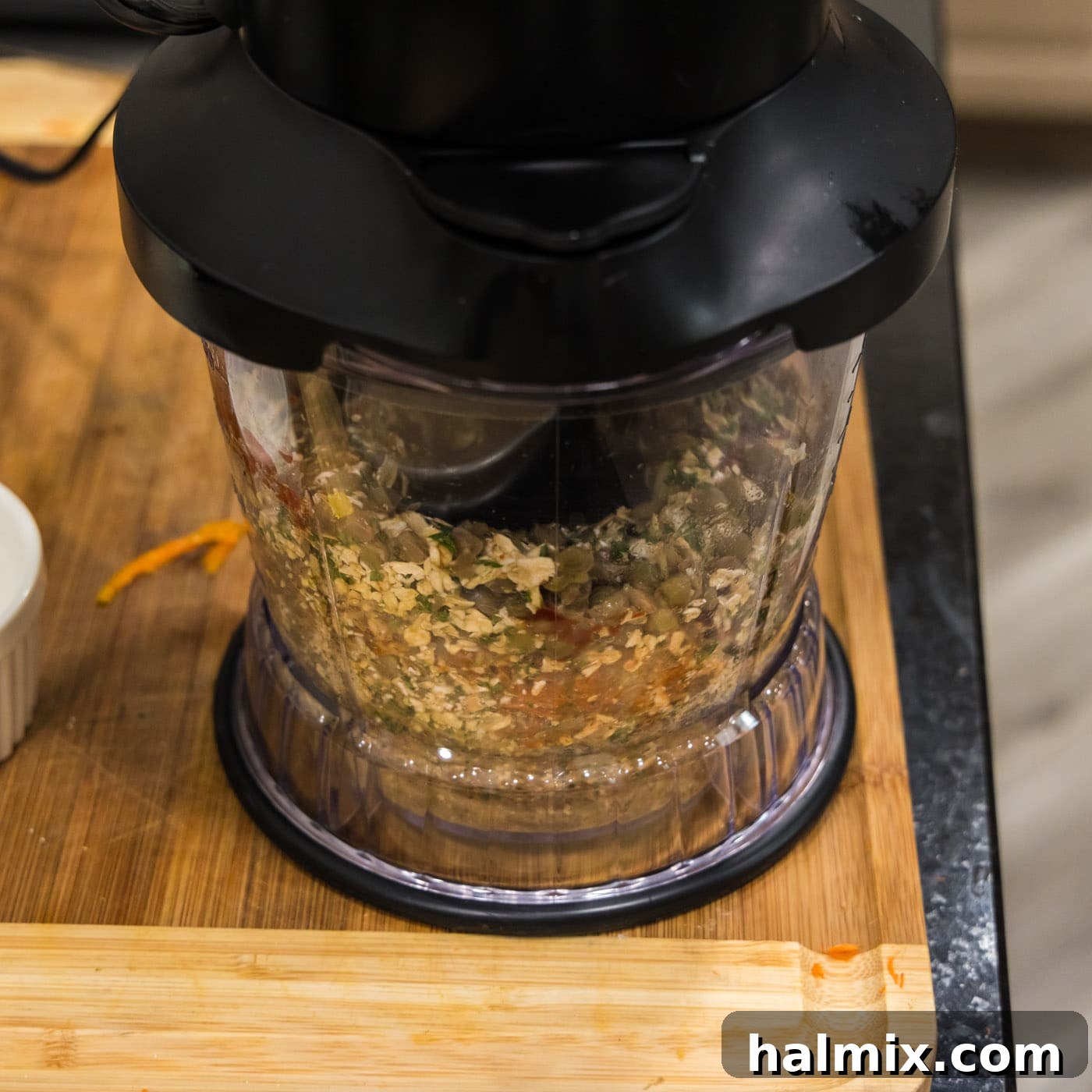 blitzing lentil mixture in food processor