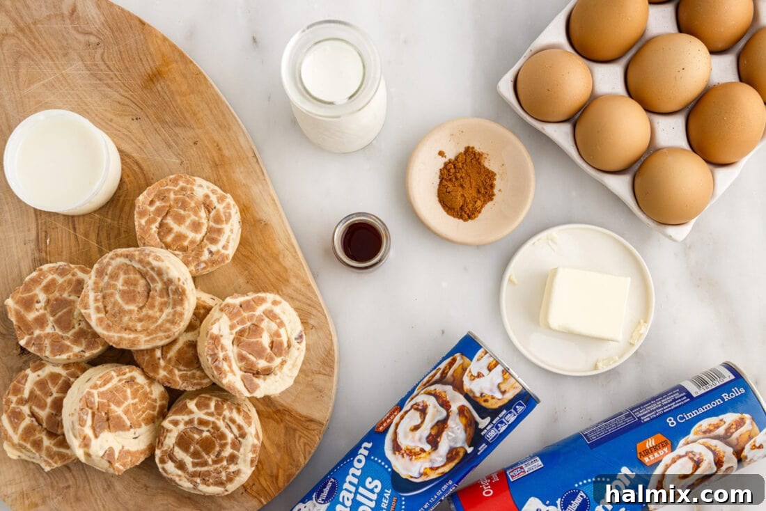 Ingredients for Cinnamon Roll Casserole