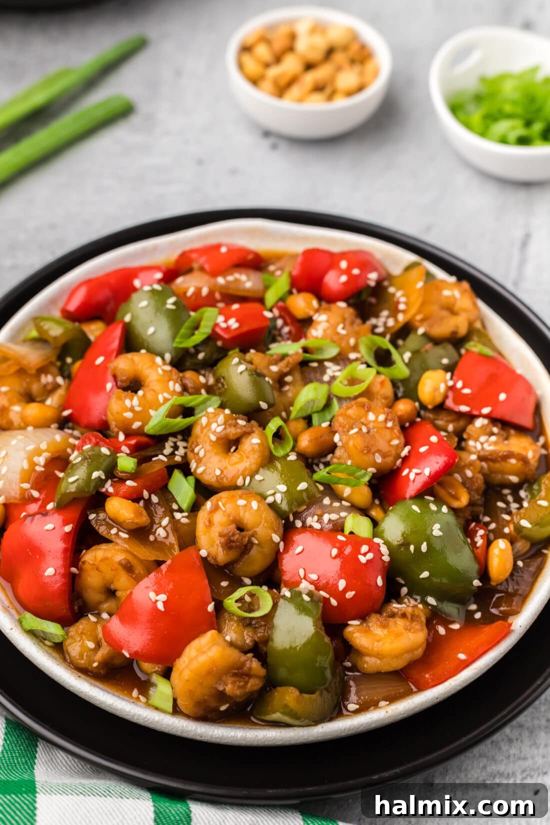 Plate of Kung Pao Shrimp