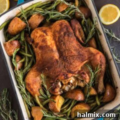Irresistibly Sticky Slow Roasted Chicken 13 Slow Roasted Sticky Chicken with vegetables in a pan