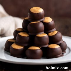Buckeye Candy stacked on a plate, ready to be served