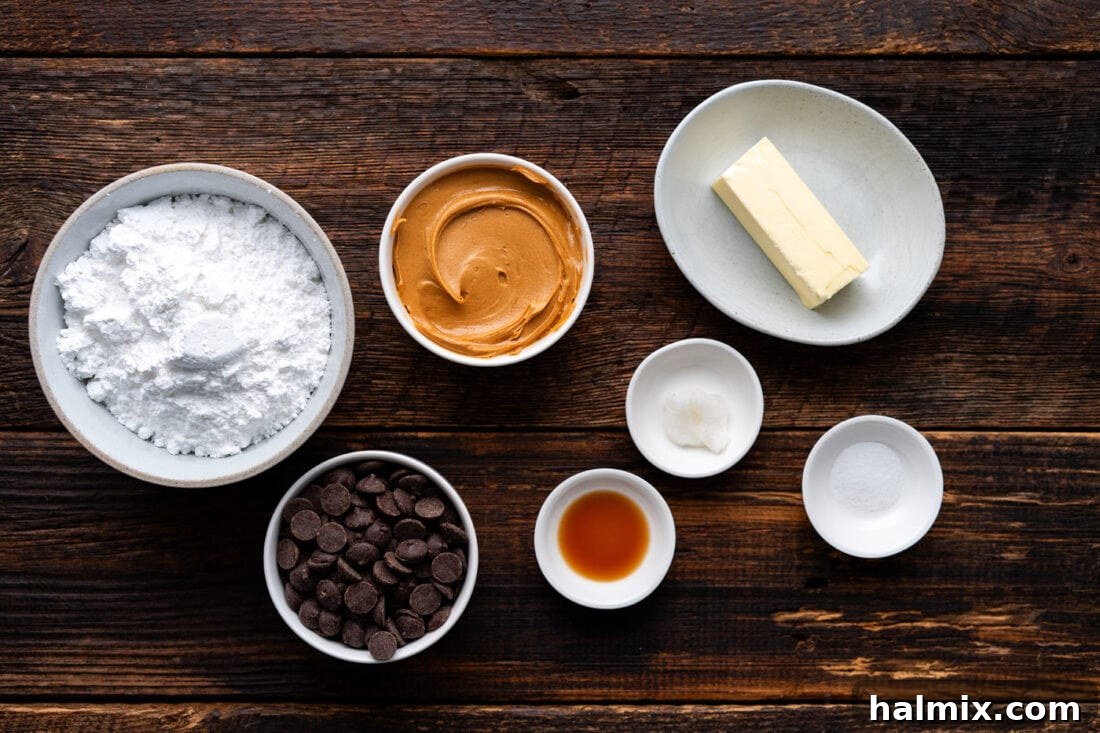Ingredients for Buckeye Candy laid out on a table