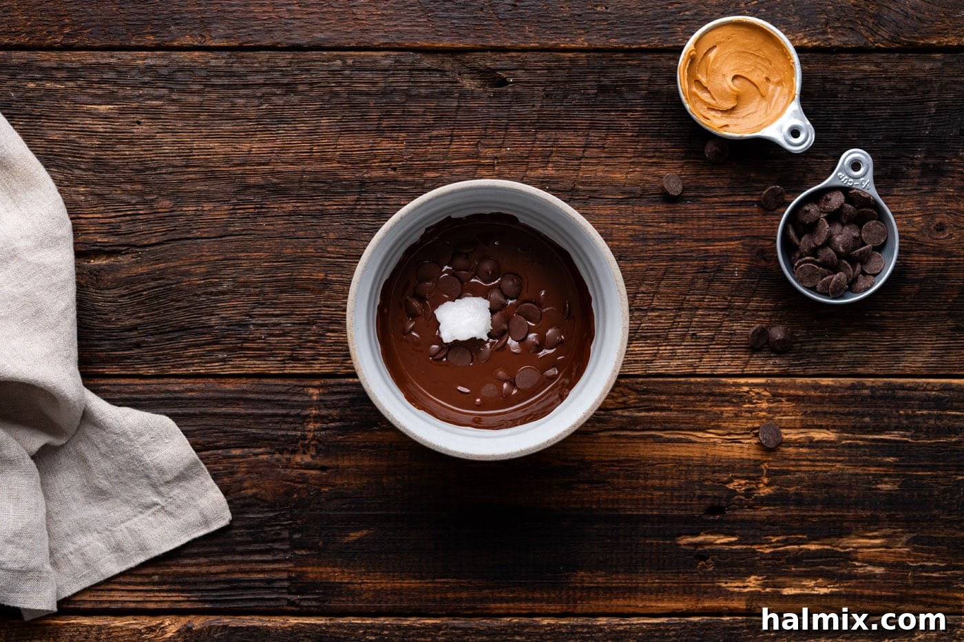 melted chocolate with coconut oil for dipping