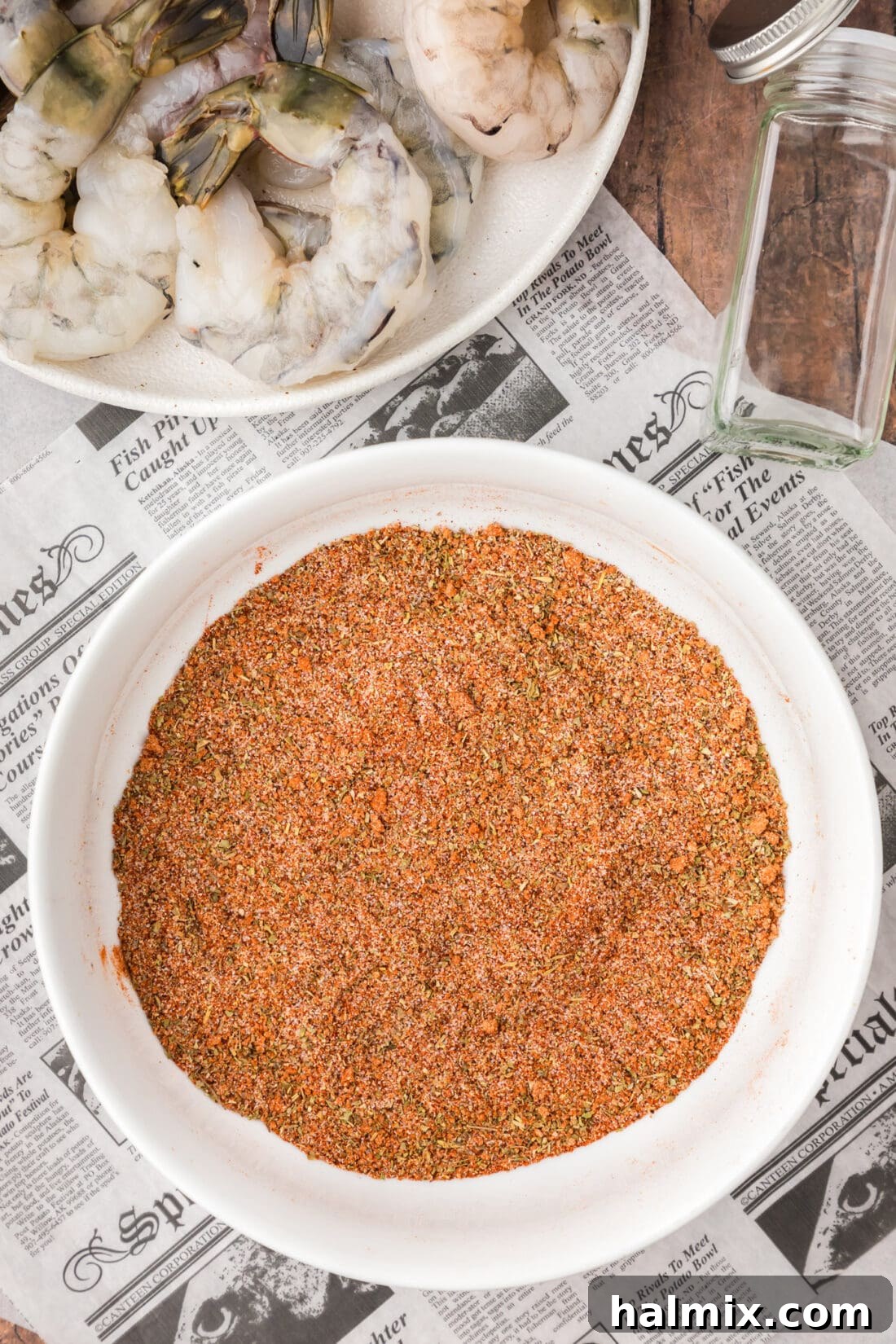 Bowl of freshly mixed homemade Shrimp Seasoning
