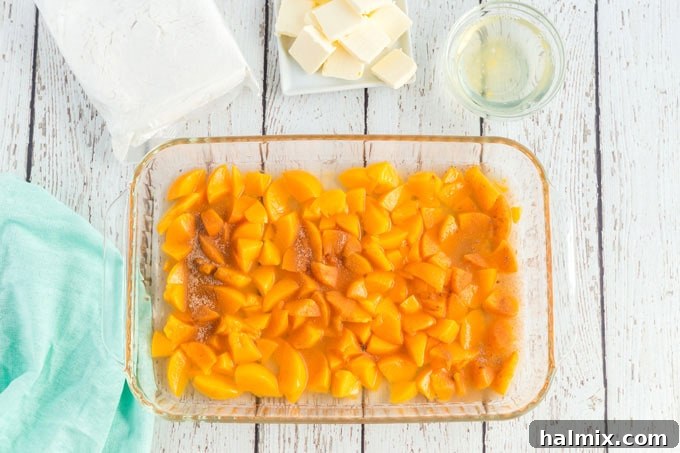 peaches in a pan
