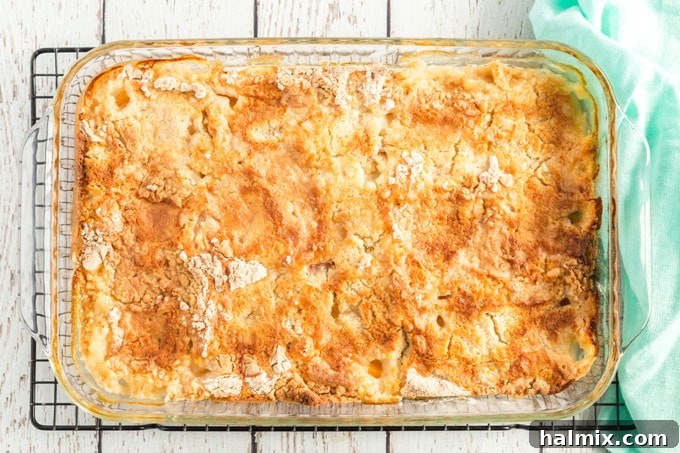 peach cobbler dump cake just out of oven