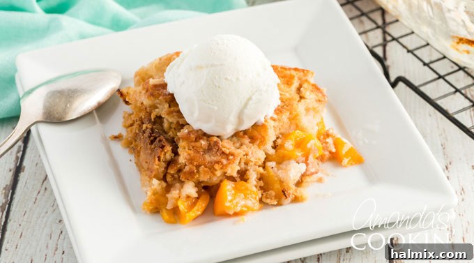 slice of peach cobbler