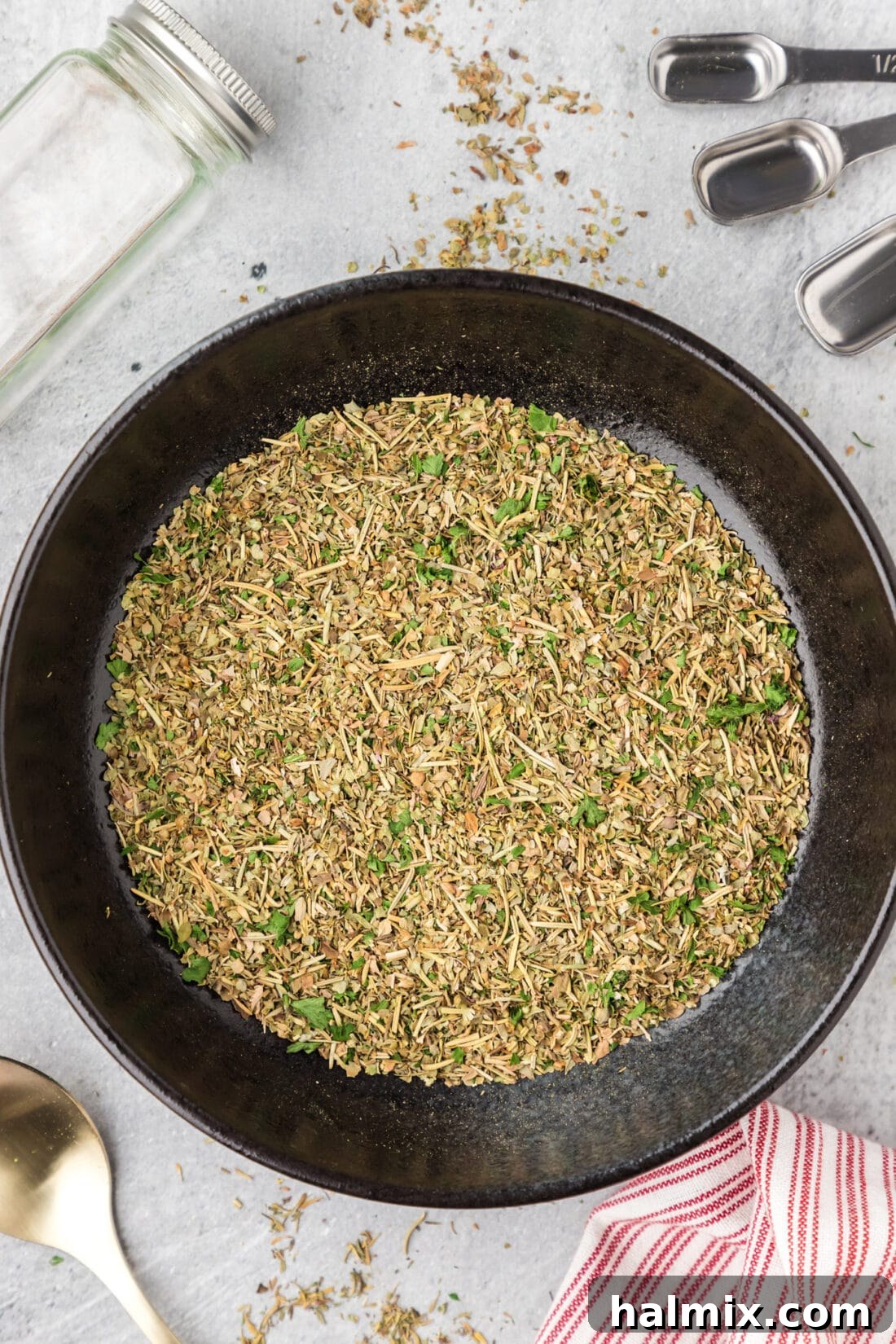 Bowl of Homemade Italian Seasoning, rich with dried herbs