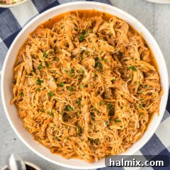 Bowl of Instant Pot BBQ Chicken