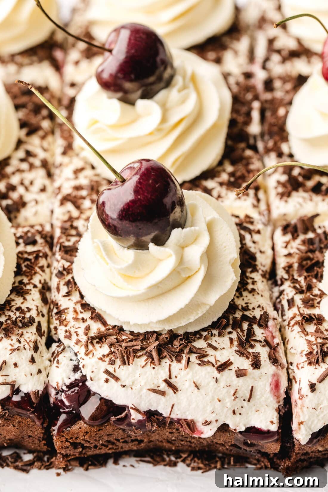 Decadent Black Forest Poke Cake 3 Black Forest Poke Cake cut into squares