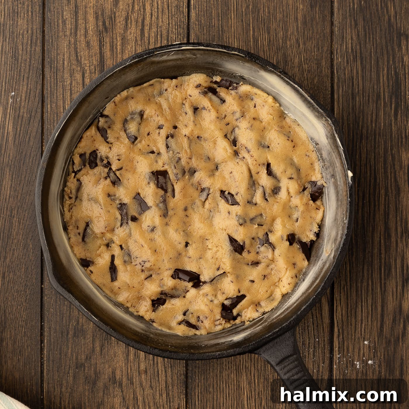 Decadent Caramel Chocolate Skillet 14 chocolate chip cookie dough pressed into a skillet