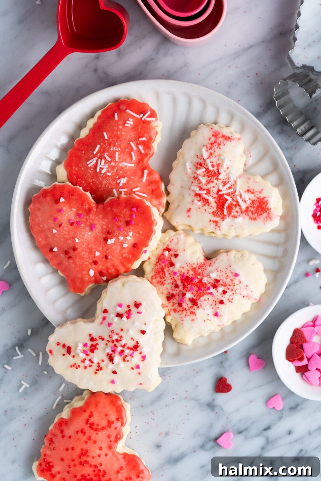 Sweetheart Pop Tarts 3 Heart Shaped Pop Tarts on a plate