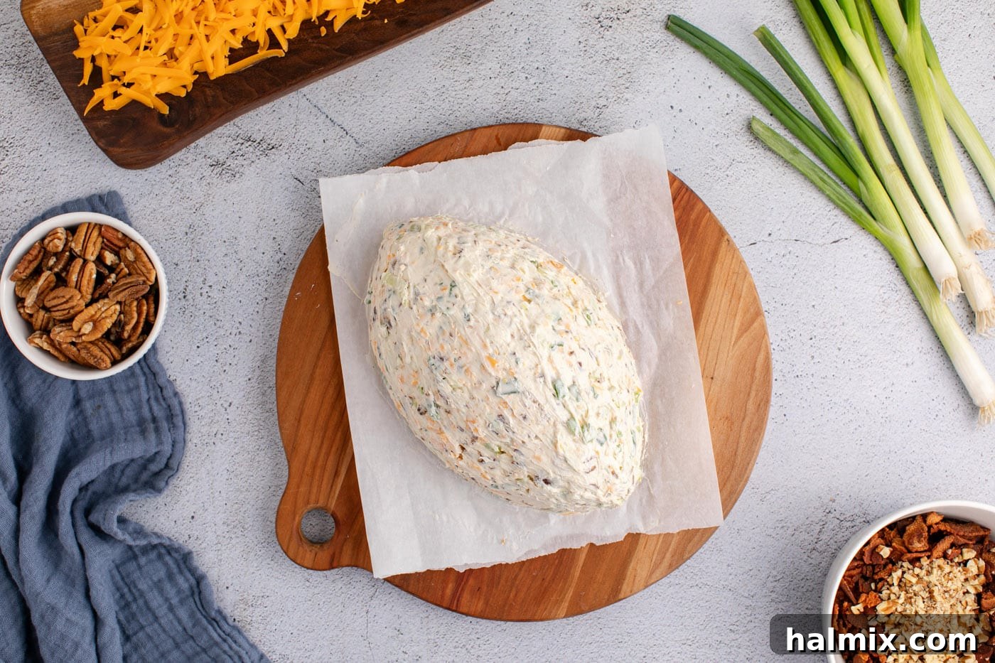 cheese ball shaped like a football