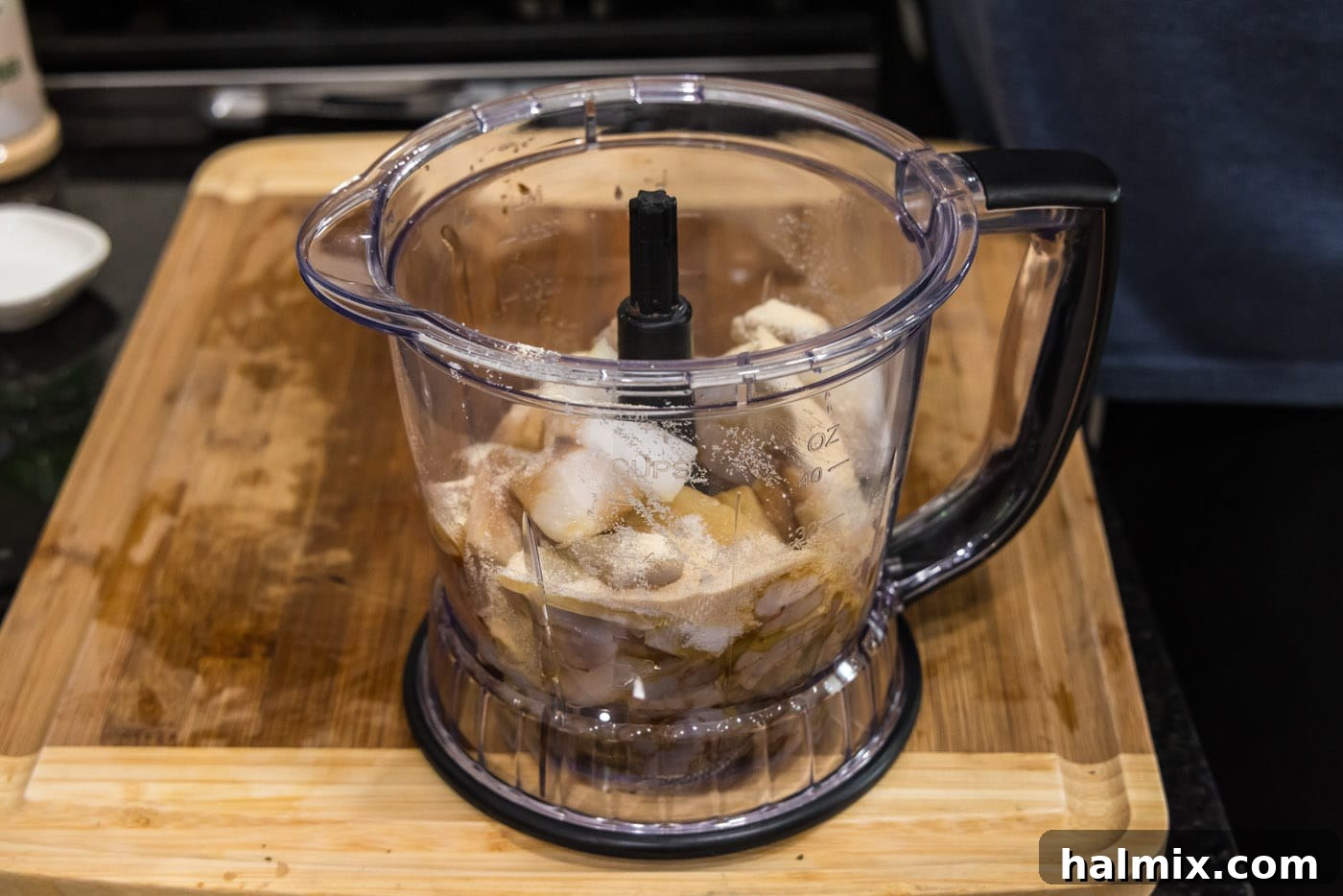 shrimp and fish meat in food processor