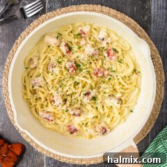 Skillet of Creamy Lobster Pasta