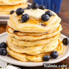 Stack of Blueberry Pancakes on a plate