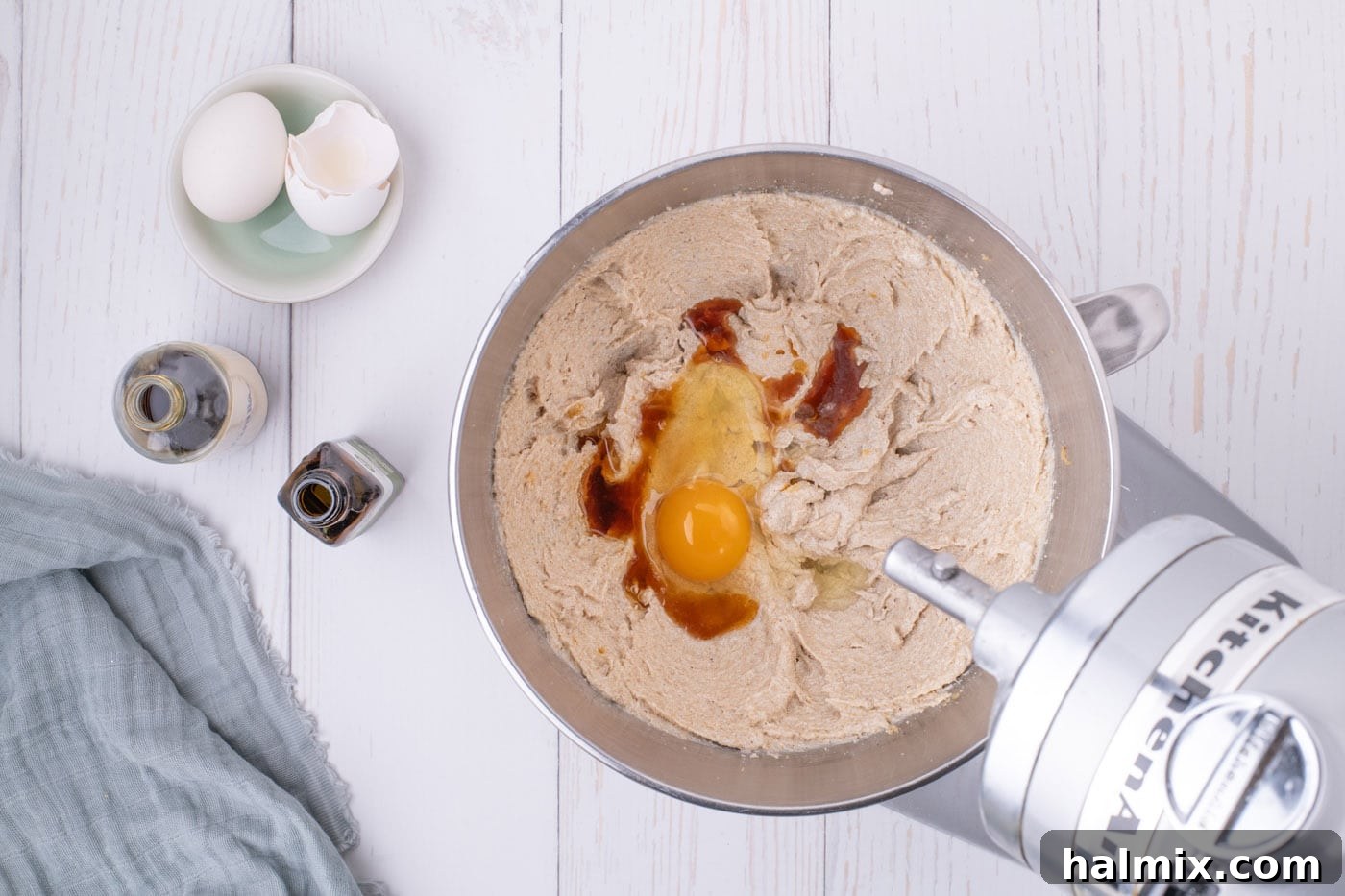 Golden Delights 8 adding eggs to browned butter blondie batter