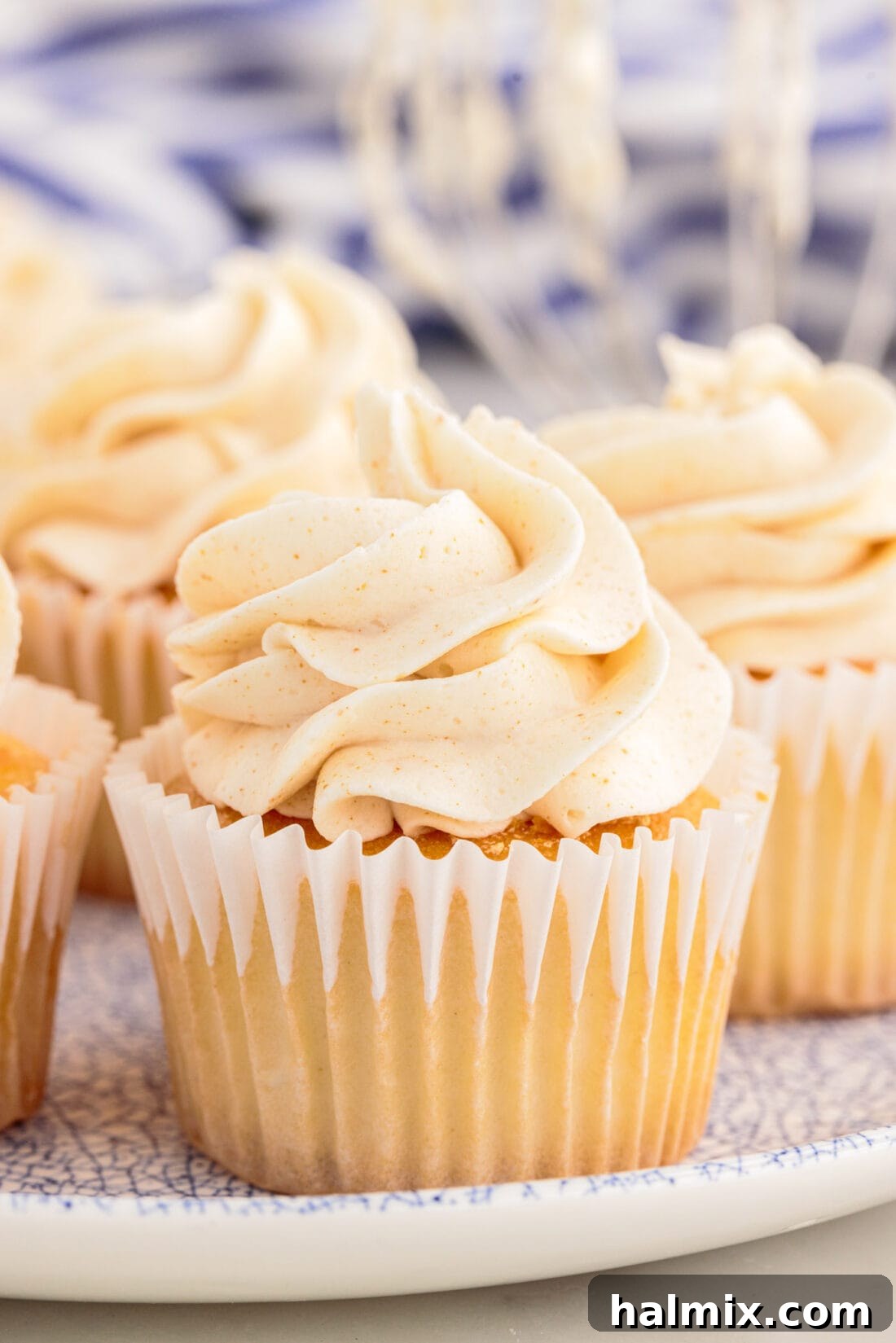 Brown Butter Cream Cheese Frosting 2 Cupcakes topped with Brown Butter Frosting