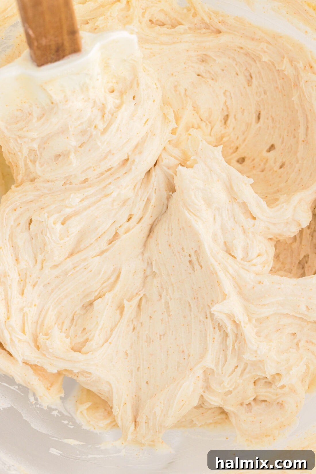 Brown Butter Cream Cheese Frosting 13 Close up photo of Brown Butter Frosting in a bowl