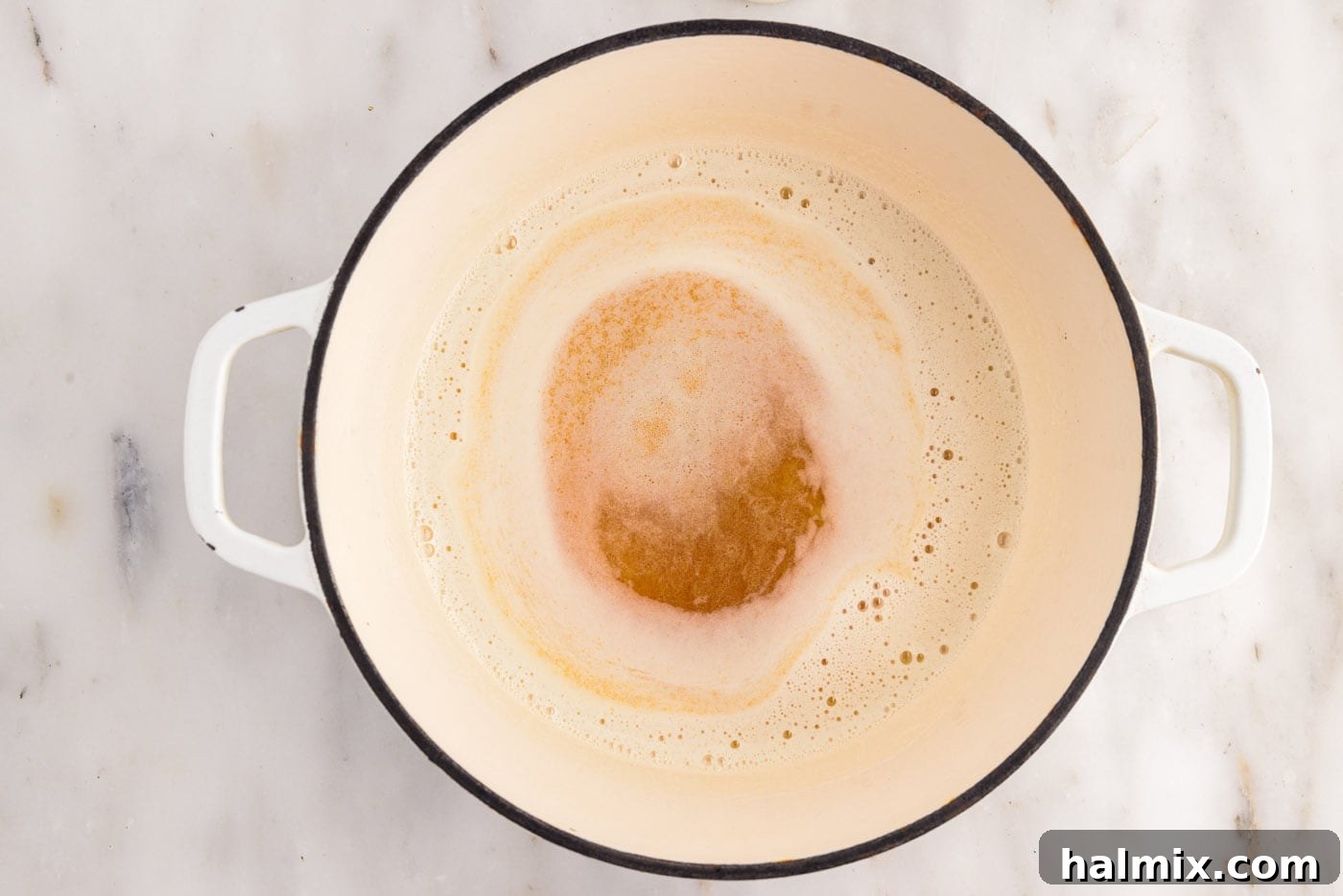 Brown Butter Cream Cheese Frosting 7 browned butter in a skillet