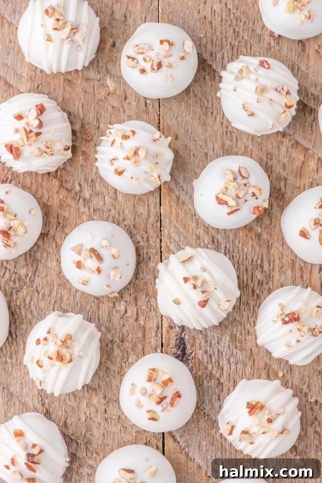 Finished Carrot Cake Truffles gracefully presented on a table, ready for enjoyment
