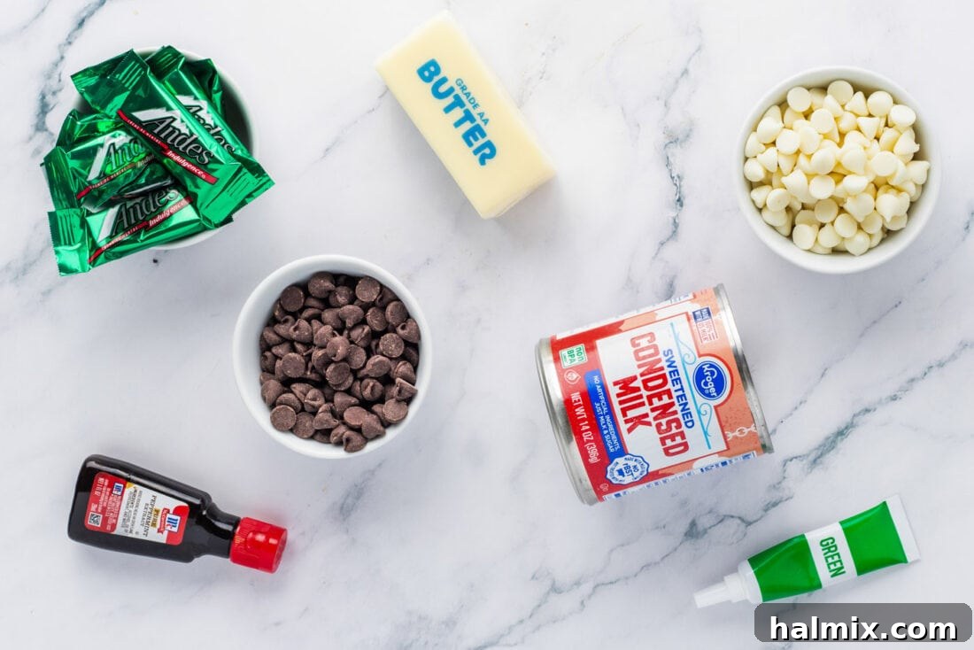 Ingredients for Andes Mint Fudge