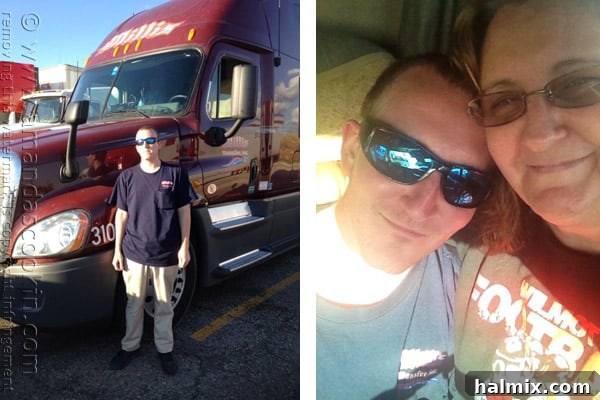 Hearty Chicken Chili with Black Beans and Sweet Corn 3 A heartfelt collage: Amanda with her eldest son, Tony, and Tony proudly standing beside his semi-truck.