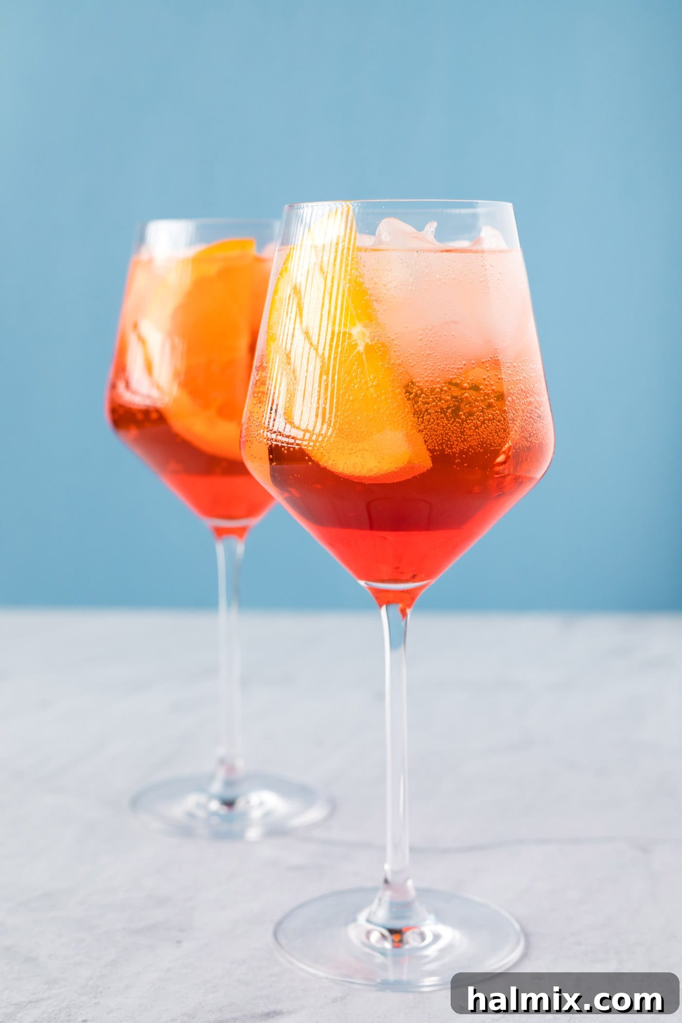 classic Aperol Spritz cocktail recipe in wine glasses