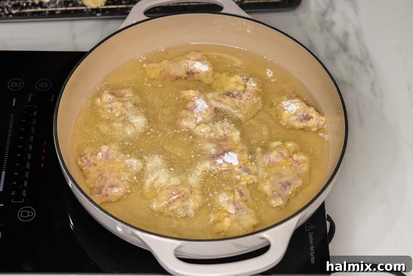 pan frying dredged chicken