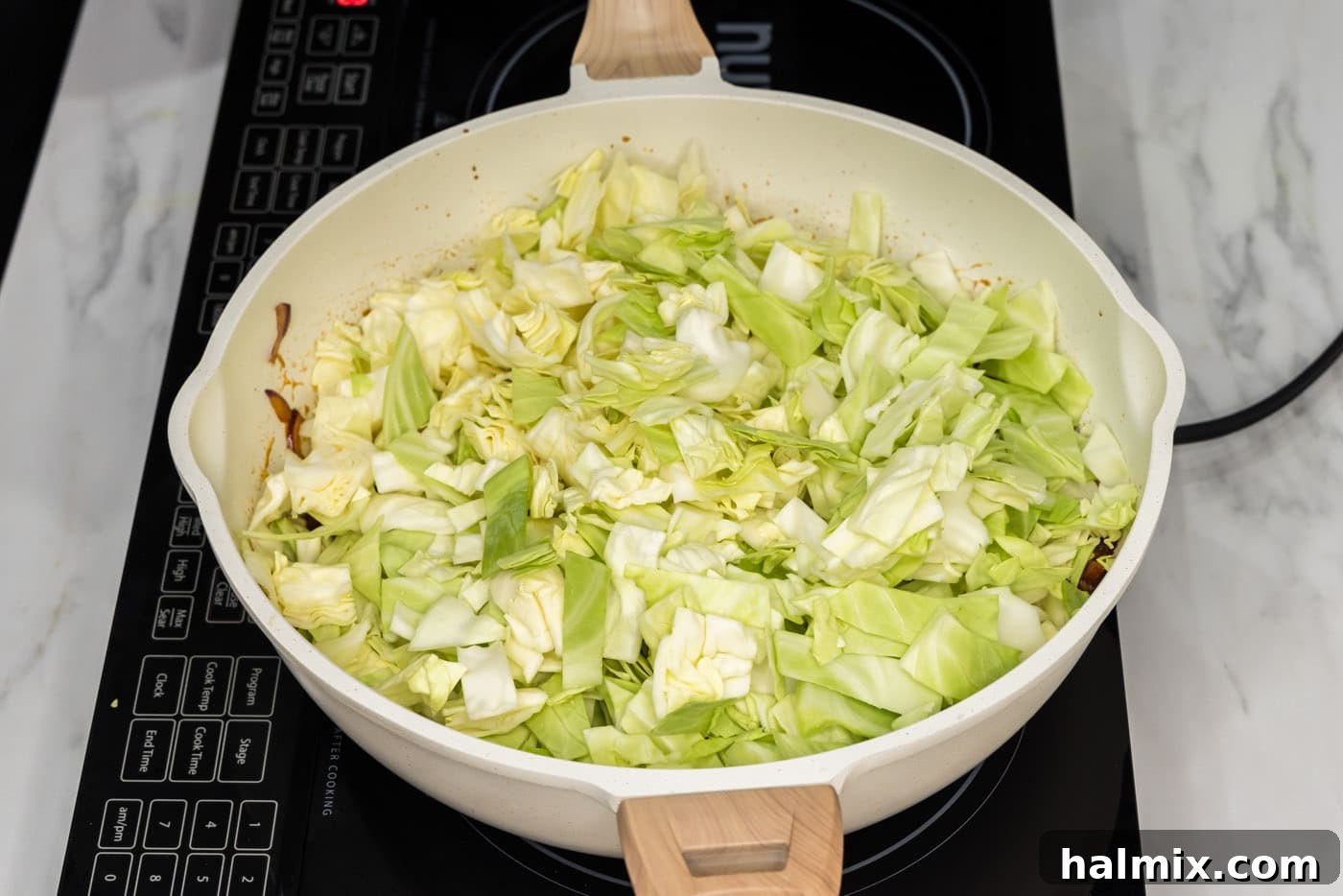 Fiery Fried Cabbage 9 chopped cabbage added to skillet